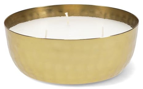 3-Wick Scented Candle Bowl - Gold Tone Hammered Metal