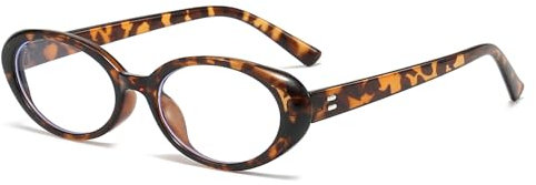 LJCZKA Ovale Blaulichtfilter Brille Damen Katzenauge Computerbrille Ohne Stärke Kleine Anti-Müdigkeit für PC, TV und Handy