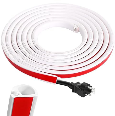 3 Metres Half Round Cable Cover, Mini Cable Trunking White Cable Trunking for Electric Cables 14x10mm, Flexible Self Adhesive Tape Cable Duct to Hide 1 Wire Covers for Cables Cord Hider for Wall Floor