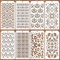 JSRQT 8 Pièces Pochoirs de Damassé,Pochoirs de Peinture de Texture,Pochoir de Dessin Superposition, Stencils Pour DIY Décor, Pierre, Art Mural, Toile, Meubles en Bois 4,7 x 9,45”