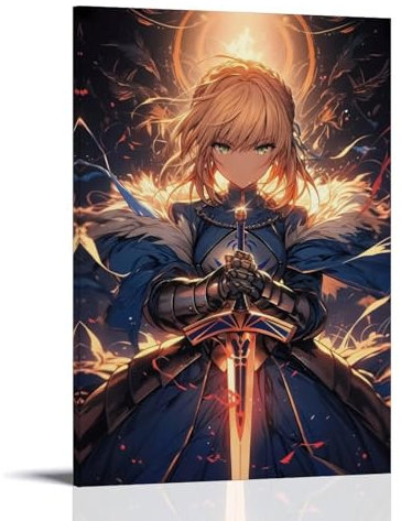 LaFegoude Saber Fate Anime Waifu Poster Dekorative Malerei Leinwand Wandkunst Wohnzimmer Poster Schlafzimmer Malerei,Wandkunst Bilddruck Moderne Familienzimmer Dekor 08x12inch(20x30cm)