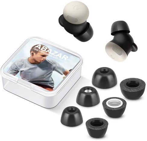 Memory Foam Tips for Google Pixel Buds Pro 2, No Silicone Eartips Pain, Anti-Slip Replacement Ear Tips, Fit in The Charging Case, Reducing Noise Earbuds, 3 Pairs (Assorted Sizes S/M/L, Black)