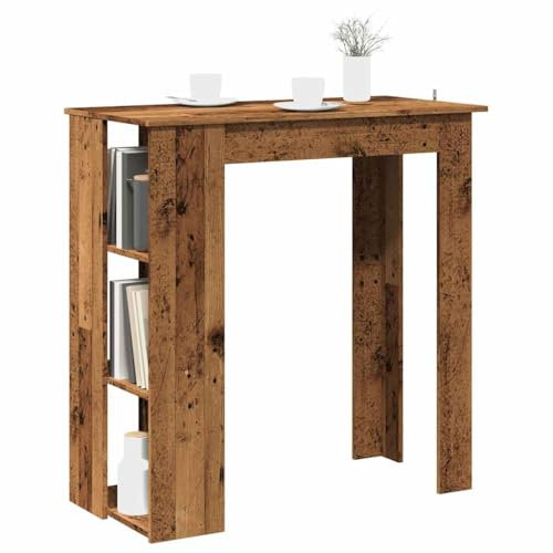 ShGaxin Bartisch mit Regal Altholz-Optik 102x50x103,5 cm Holzwerkstoff, Stehtisch Küche, Tisch, Hochtisch, Bartische & -theken, Esstisch, Bar Tisch, Bar Table856760