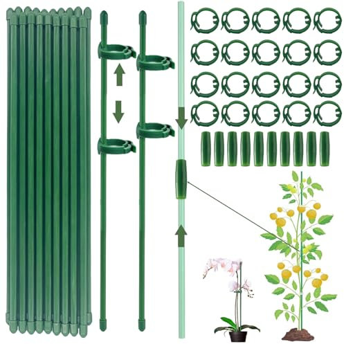 Bastoncini per Orchidee, 20 Pezzi Tutori per Piante, Viene Fornito con 20 Moschettoni con 10 Tubi di Srolunga, Sostegno per Piante, Bastoncini per Vasi, Tutori Orchidee (90 PCS)