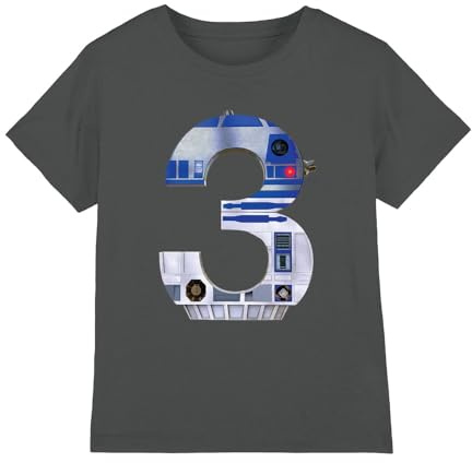 Star Wars R2D2 3 Unisex Kids T Shirt, Charcoal, 3-4 Years