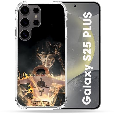 Cokitec Verstärkte Schutzhülle für Samsung Galaxy S25 Plus Manga One Piece Ace, Schwarz