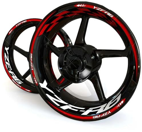 ZWBHNB Adesivo Bordo Ruote Adesivi per Mozzi Ruota Moto Riflettenti per Y&amaha YZF R6 Adesivi per Cerchioni Decalcomanie A Strisce Kit di Decorazioni Decalcomanie Ruote(Colore 6)