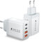 Chargeur USB C 40W Rapide Multiport, Adaptateur Secteur avec 4 Ports Prise USB Compatible iPhone, Samsung Galaxy, iPad Pro/Air, Android Téléphones, Bloc Chargeur Compact, Léger et Sécurisé