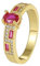 Bishilin Eheringe Gold 585 Einzeln Damen, Trauringe mit Oval Rubin und Moissanit Hochzeit Ringe Frauen Verlobungsringe Nickelfrei Größe 62 (19.7)