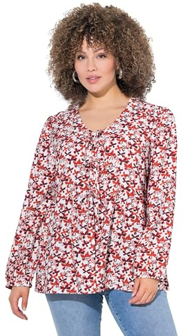 Ulla Popken Damen große Größen Übergrößen Plus Size Bluse, Schleifendetail, Schleifenaop