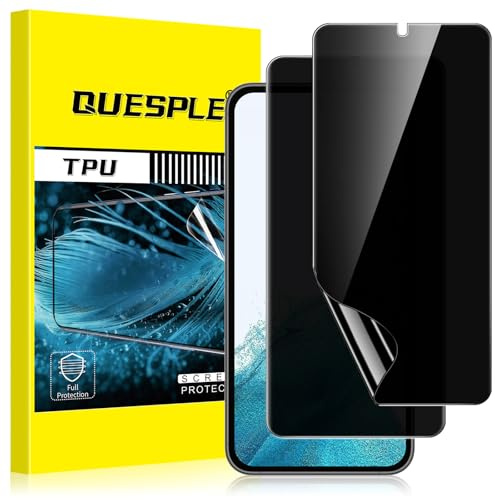 QUESPLE [2 Stück] Privacy Schutzfolie für Samsung Galaxy S22 Plus 5G, Anti-Kratzen, Anti Spähen, Fingerabdruck-ID Blasenfreie Weich TPU Displayschutzfolie für Samsung S22 Plus Anti-Spy Folie
