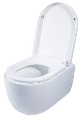 Spülrandloses Hänge-WC mit Softclose Sitz – Wand WC Tiefspüler 53 cm aus Keramik – Geräuscharm, Schallschutz, Komplettset – RD Luxury