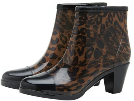 FRCOLOR Scarpe Da Pioggia Alla Moda Con Zeppa e Cerniera Laterale Scarpe Antipioggia in Pvc Suola Antiscivolo e Resistente All'usura Per Proteggere i Piedi Da Umidità