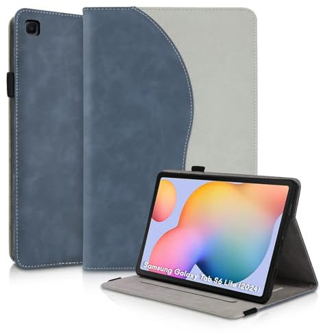 Succtopy Hülle für Samsung Galaxy Tab S6 Lite 2024 2022 2020 10.4 Zoll Schutzhülle Ultradünne PU Leder mit Standfunktion und Stifthalter Tablet Hülle für SM-P620N/P625N/P610N/P613N/P615N Blau