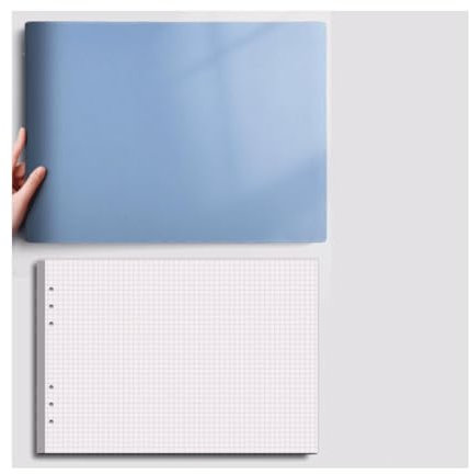 QBGJDOGE Exquisites Binder-Notizbuch mit Ledereinband, Tagebuch im A4-Format, nachhaltig gewonnenes Papier, ideal for Zuhause, Schule und Büro(Blue+core-grid)