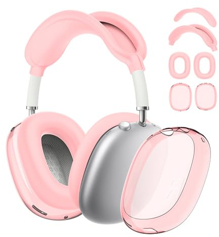 XFSRG Fundas para Auriculares Protector Completo con Almohadillas y Accesorios Diseño Elegante para Protección y Comodidad (Rosa)