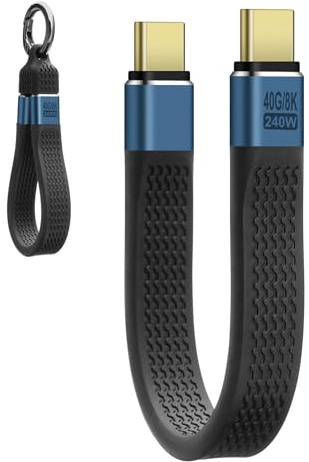 HAUXGOGO Câble OTG USB-C Mâle vers Mâle USB 4.0 Charge Rapide Transfert de Données,240W 40Gbps HD Screen Mirroring 60Hz 8K Compatible avec Thunderbolt 4/3