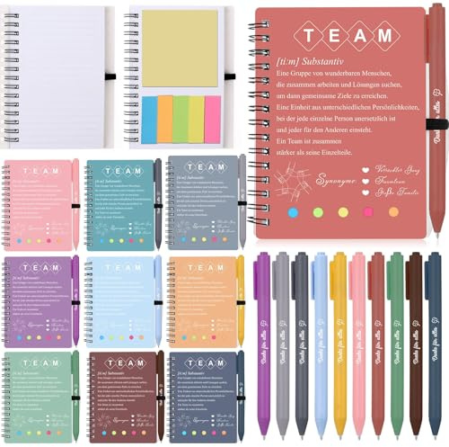 ElaDüne 10 Sets Team Kollegen Dankeschön Abschiedsgeschenke- Inspirierende Morandi Spiral Notizblöcke Notizheft Motivation Kugelschreiber Kleines Geschenk für Mitarbeiter Kollegin Jobwechsel Team