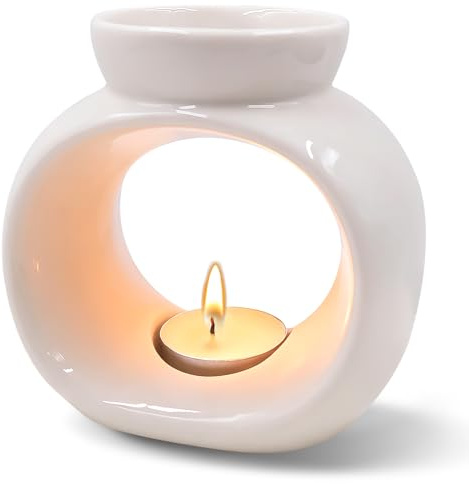JJYHEHOT Duftlampe aus Keramik, Weiß Aromatische Duftlampen, Duftlampen Teelicht, Keramik Duftstövchen Weihrauchbrenner für Ätherische Öle, Duftwachslampen, Aromalampen