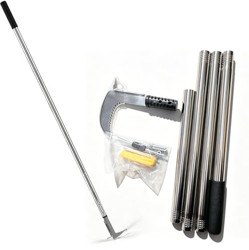 Rascador de juntas con vástago largo ajustable de 140 cm, con borde dentado, herramienta ergonómica para eliminar malas hierbas, herramienta de jardín sin agacharse, para terraza, acera, bancal