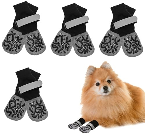 ZEMINRI 4 Paia Calzini Antiscivolo Scarpe per Cani Calzini per Cani(S)