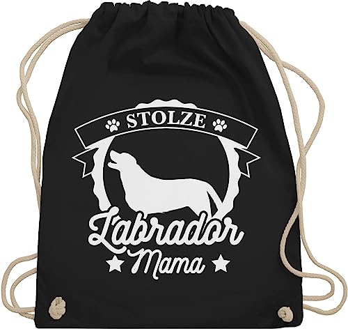Turnbeutel Rucksack - Geschenk für Hundebesitzer - Stolze Labrador Mama - Unisize - Schwarz - tasche hund hundefan lanrador beutel sachen hundeliebhaber hundefans hundemama trainingsbeutel hunde