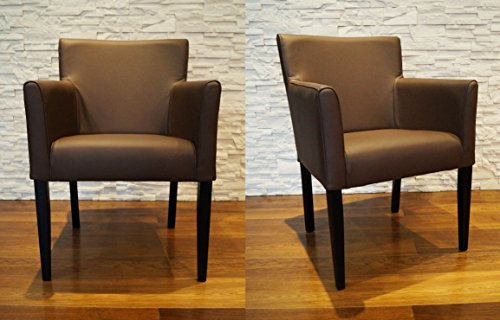 Quattro Meble Breite Echtleder Esszimmerstühle Kross Arm braun Leder & Massivholz Stühle Lederstühle Sessel mit Armlehnen Echt Leder Esszimmer Stuhl