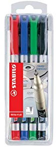 STABILO Permanent-Marker Write-4-all, F, 4er Kunststoff-Etui, Sie erhalten 1 Packung, Packungsinhalt: 4 er Etui