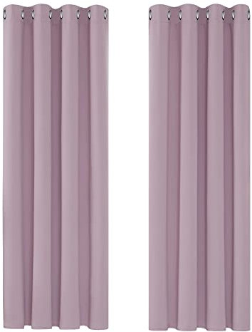 Deconovo Vorhang Verdunkelungsvorhang Gardine Wohnzimmer Thermogardine Kälteschutz Ösen, 175x140cm(HöhexBreite), Hellpink, 2er Set