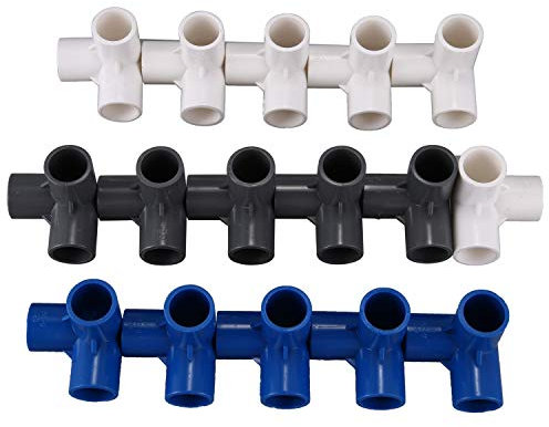 Jcevium 190548 Lot de 16 raccords en plastique PVC de 20 mm pour tuyau d'arrosage de jardin, tuyau d'arrosage, pièces de tuyau, outils, bleu, gris et blanc