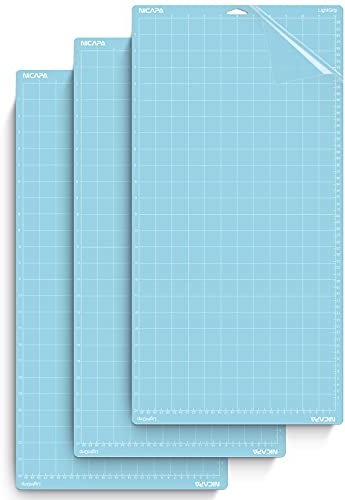 NICAPA Matte LightGriff 12x24 Schneidematte für Cricut Maker 3/Maker/Explore 3/Air 2/Air/One (3 STK) Blau Schneidematten Ersatzzubehör