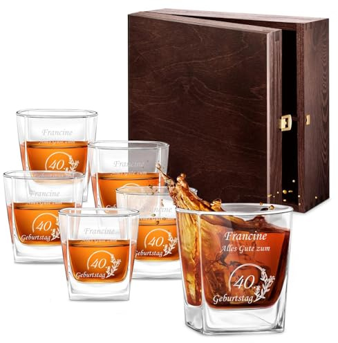 Maverton Whisky Gläser Set mit Gravur, 300 ml, Whiskey Gläser | Personalisiert, Geschenk zum Geburtstag für Männer, Alles Gute!