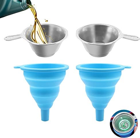 Iyowei 3D Printing Resin Filter, 2 PCS Silicone Collapsible Funnel + 2 PCS Stainless Steel Resin Filter 3D Printer Accessories Parts for ANYCUBIC Sparkmaker Kelant Photon Orbeat D100 SLA