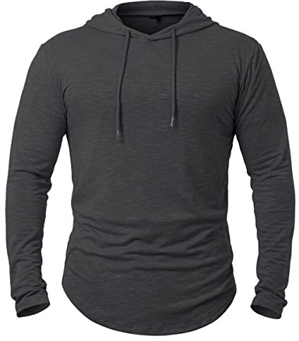 CARWORNIC Men's Quick Dry Hooded Tops Lightweight Running Hiking Athletic Hoodies Long Sleeve Thin Breathable Golf Top Active Sports Gym T-Shirt Men Outdoor Casual Fishing T Shirt Black