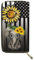 Dolyues Damen-Geldbörse mit Reißverschluss, Sonnenblume, Elefant, afrikanische Flagge, mit Mehreren Kartenfächern, Lange Pu-Leder-Geldbörsen