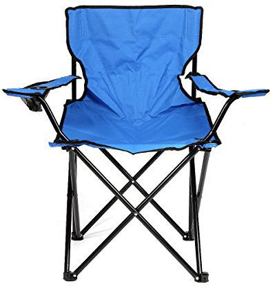 HUOLE Chaise de Camping Pliante en Plein Air - Siège Portable Léger Avec Porte-gobelet, Pour Pêche et Pique-Nique (Bleu)