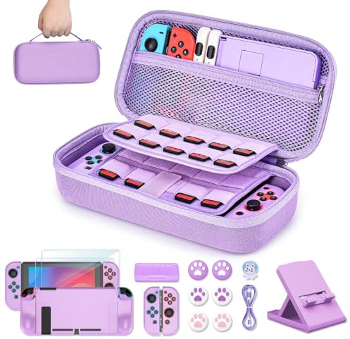 Younik Pack d'Accessoires Switch, Kit d'Accessoires 16 en 1 Comprenant Un Etui de Transport Switch, Etui de Protection pour Console et J-Con, Une Protection d’Ecran, Un Etui de Jeu Switch