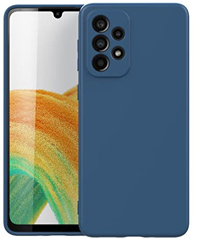 Foluu Liquid Silicone Case für Samsung Galaxy A33 5G Hülle, Silikon stoßfeste Handyhülle mit [weichem, kratzfestem Mikrofaserfutter] für Samsung Galaxy A33 5G 2022 (Blau)