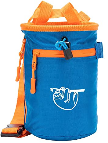 Kreidebeutel zum Klettern, Klettern Kreidebeutel zum Bouldern mit 2 großen Reißverschluss-Aufbewahrungstaschen, Premium-Kreidebeutel für Gewichtheben, tolles Geschenk und Kletterausrüstung, Azurblau