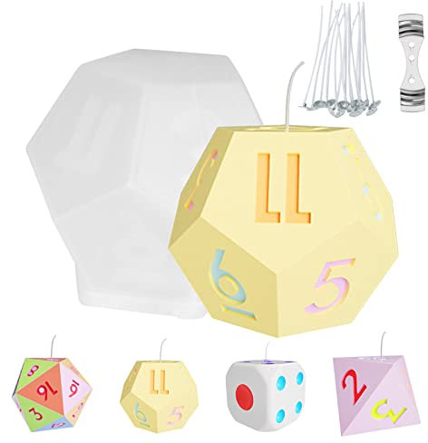 ACWOO Stampi per Candele in Silicone, 3 Pezzi Stampo per Candele Sapone in Silicone Quadrato 3D, Forma di Cubo Stampo Epossidica per Realizzare Candele, Sapone, Resina, Ornamenti, Artigianale (D)