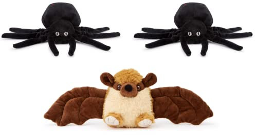 Zappi Co Kinder Kuschelweiches Plüschtier - Perfekte kuschelige Spielgefährten für Kinder Geburtstage und besondere Anlässe(12-15cm) (x2 Spinnen + 1 Fledermaus)