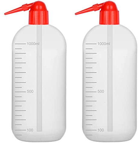 stonylab Chemische Waschflasche, 2-Pack Labor Sealed Cylindrical Plastic Safety Lab Reagent Squeeze Wash Bottle, Probenversiegelung Flüssigkeiten Lagerung Container mit Schmalem Mout, 1000ml/2 Flasche