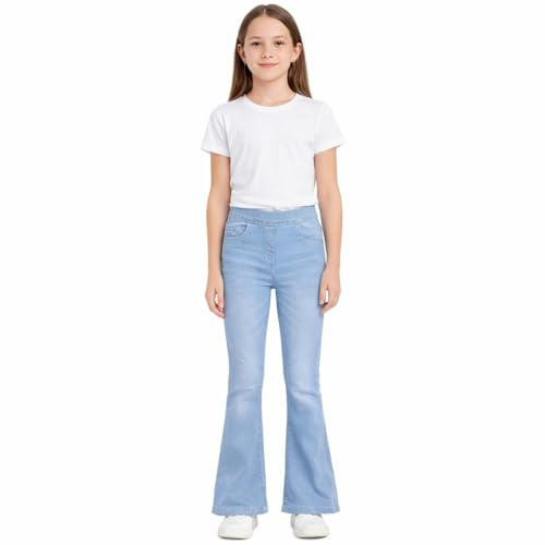 A2Z 4 Kids Girls Stretch Denim Bell Bottom - Jeans JN36 Light Blue._13-14