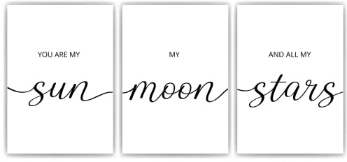 You are my Sun Moon Stars Kinderzimmer Poster 3er Set – Baby Wandbild Babyzimmer Wanddeko DIN A3