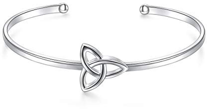 DAOCHONG 925 Sterling Silber Keltischer Knoten Armband Irischer Schmuck Manschettenarmreif für Damen Gattin Freundin Bester Freund Schwester Mutter