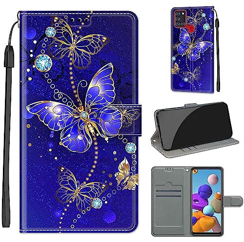 TOMYOU for Samsung Galaxy A21s Case, PU Leather Wallet Book Flip Folio Stand View Cover Pouch Compatible with Samsung A21s Phone Case (Butterfly)