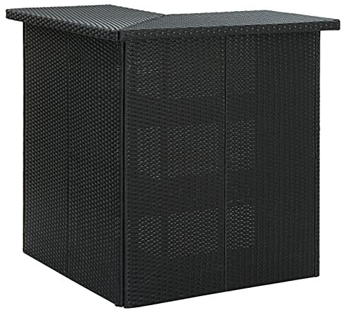 Homgoday Bar-Ecktisch, schwarz, 100 x 50 x 105 cm, aus Polyrattan, Esstisch, Küchentisch, Gartentisch, Outdoor-Tische