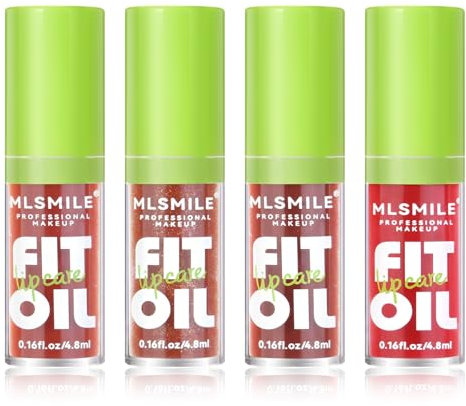 LOPHE Lippenöl, Feuchtigkeitsspendender Lipgloss, Makeup Long Lasting Plumper Lip Glow Oil, Moisturizing Lippen Care Lippenöl, Reduziert Feine Linien Nicht Klebriges Lip Gloss Tint (4er #DarkSerie)