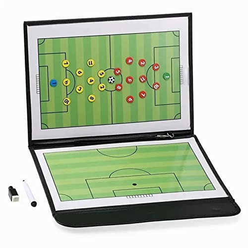 Yosoo Health Gear Fußball-Trainertafel, Magnettafel, Klemmbrett für Fußballtrainer, Taktisch, Trocken Abwischbarer Marker, Radiergummi, Faltbar und Tragbar, Taktik, Doppelseitig, Strategiestift,
