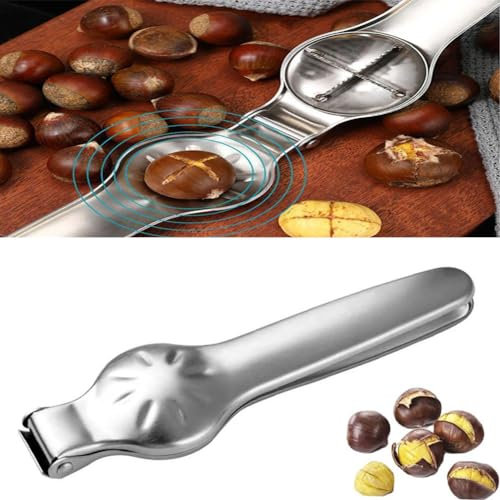 Abridor de castañas,Abridor de cáscara de nueces de nogal de acero inoxidable, cortador de castañas, peladores de castañas, cascanueces de castaño, herramientas de mano, pelador de clip de nueces